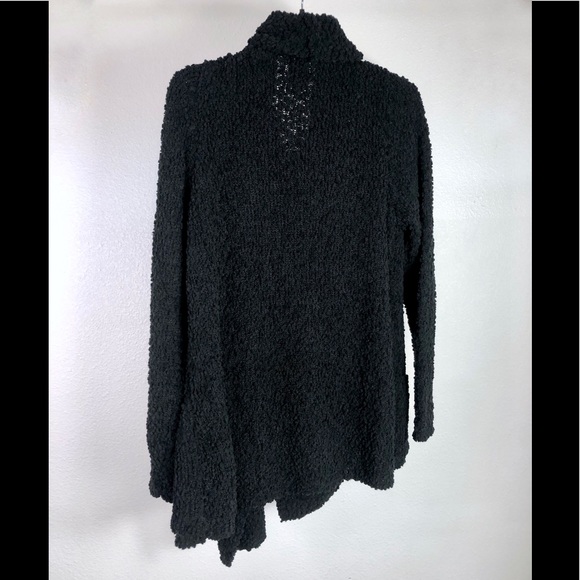 Bobeau Boucle Popcorn Black Draped Button Cardigan - Picture 3 of 8